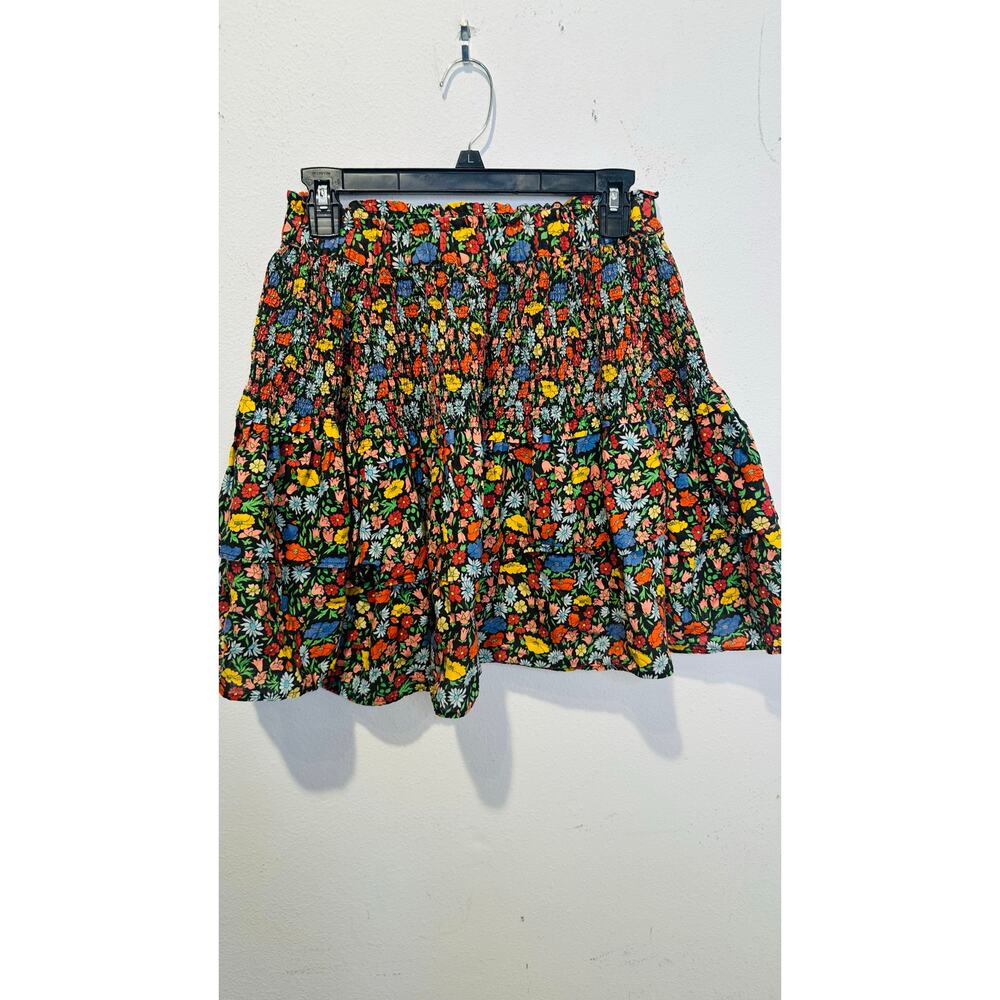 PERSEVERANCE Multicolor Floral Print Blooms Smocked Midi Skirt size 16 US 12 - Picture 3 of 12